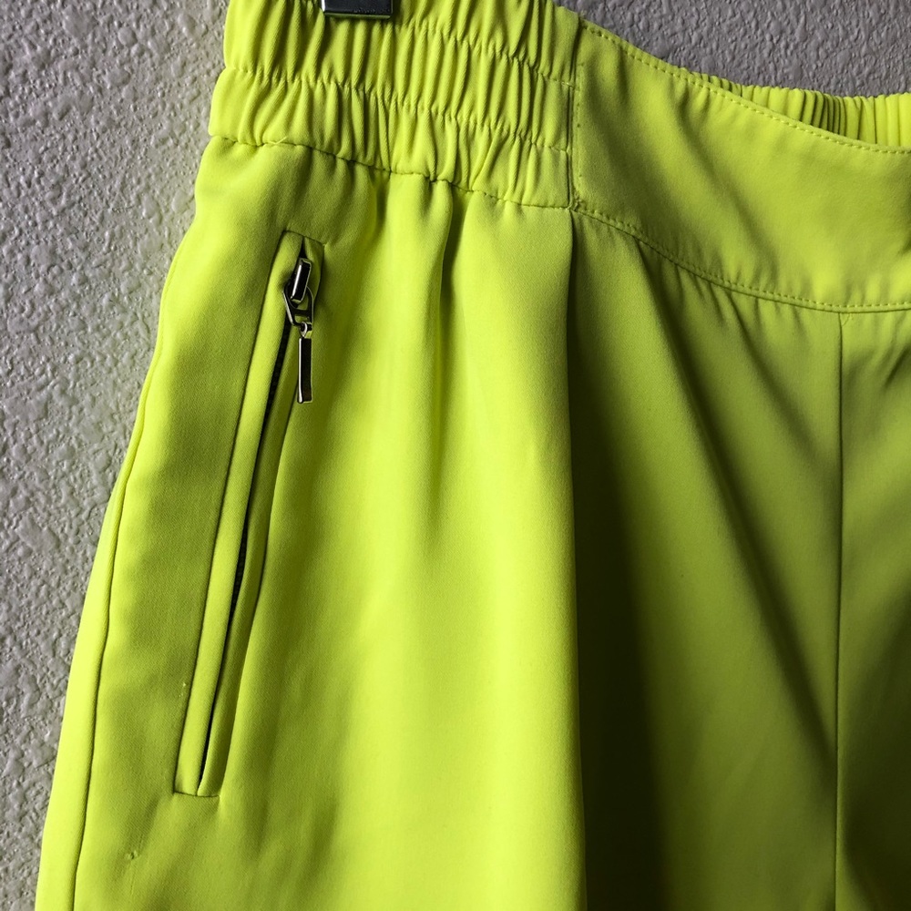 Jennifer Lopez Neon Yellow High-Waist Elastic Waist Shorts - Picture 2 of 6